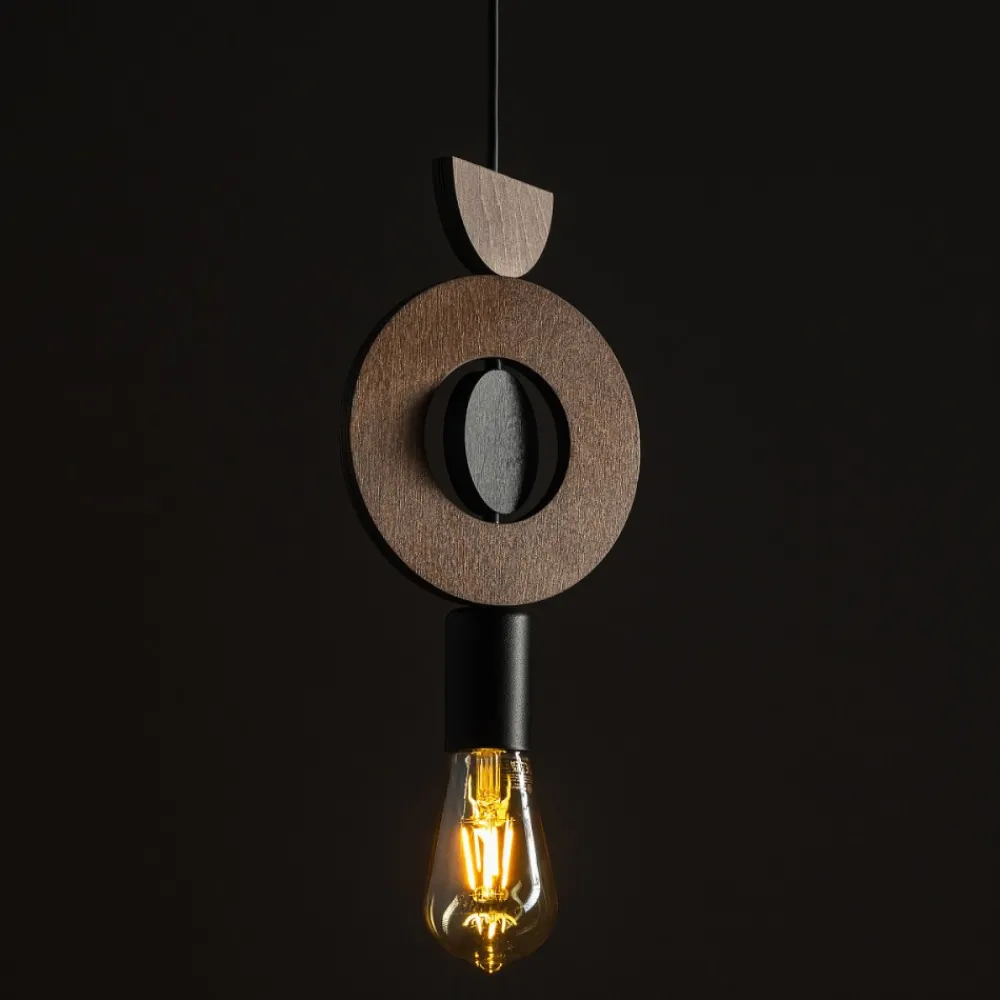 Lampa Wisząca DROPS WOOD D Czarny Brązowy 1xE27 * Nowodvorski