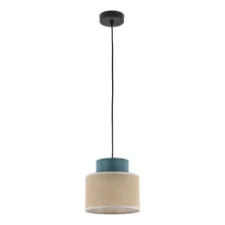 Lampa wisząca DUO czarna abażur juta zielony 1xE27 20 cm * TK Lighting