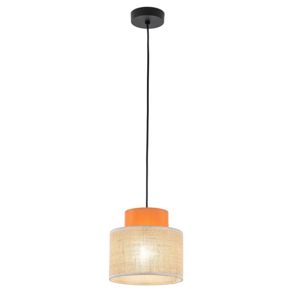 Lampa wisząca DUO czarna abażur juta pomarańcz 1xE27 20 cm * TK Lighting Clearance