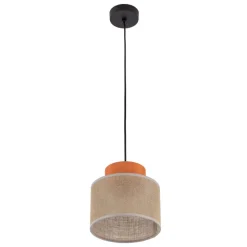 Lampa wisząca DUO czarna abażur juta pomarańcz 1xE27 20 cm * TK Lighting Clearance