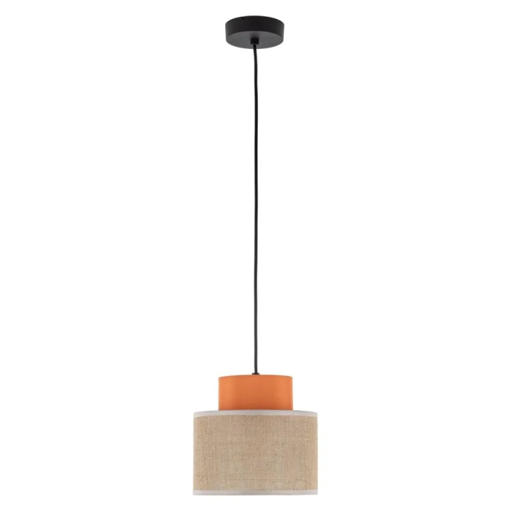 Lampa wisząca DUO czarna abażur juta pomarańcz 1xE27 20 cm * TK Lighting Clearance