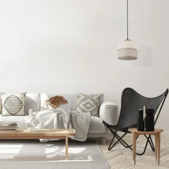 Lampa Wisząca ECO Beżowy Szary Abażur 1xE27 20cm * TK Lighting Discount