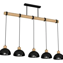 Lampa wisząca ERIK Black/Wood 5xE27 * Eko-light New