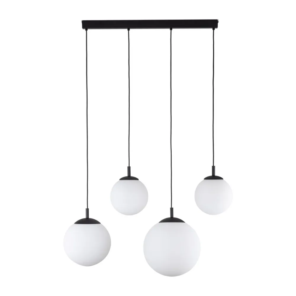Lampa Wisząca ESME Biały Czarny Szklane Klosze 4xE27 87cm * TK Lighting Online