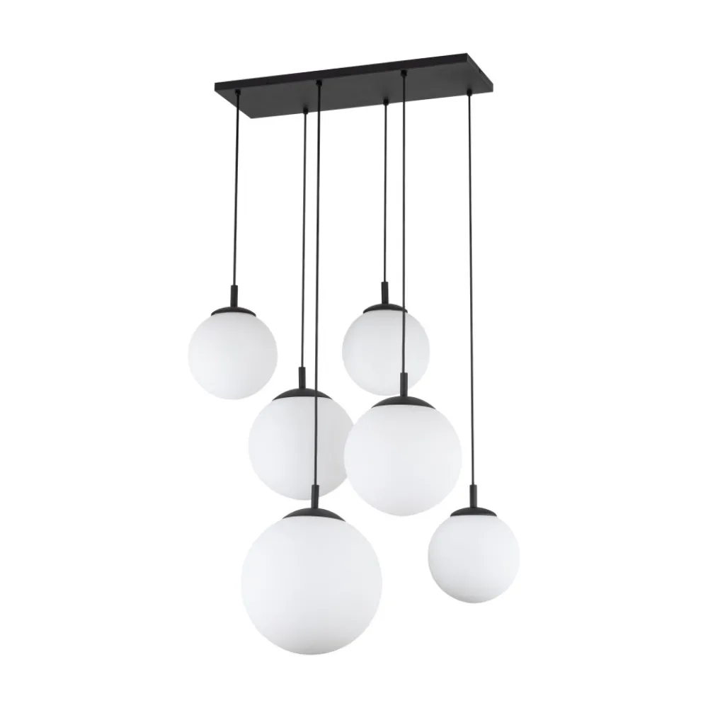 Lampa Wisząca ESME Biały Czarny Szklane Klosze 6xE27 77cm * TK Lighting Best