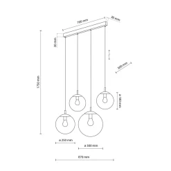 Lampa Wisząca ESME Grafitowy Szklane Klosze 4xE27 87cm * TK Lighting Sale