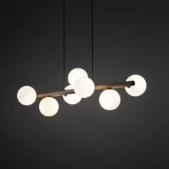 Lampa wisząca ESTERA WOOD orzech klosz biały 7xG9 * TK Lighting Outlet