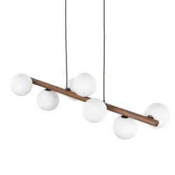 Lampa wisząca ESTERA WOOD orzech klosz biały 7xG9 * TK Lighting Outlet
