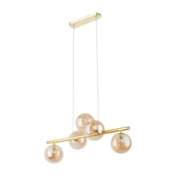 Lampa Wisząca ESTERA Złoty Szklane Klosze 5xG9 * TK Lighting Sale