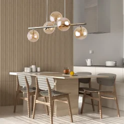 Lampa Wisząca ESTERA Złoty Szklane Klosze 5xG9 * TK Lighting Sale