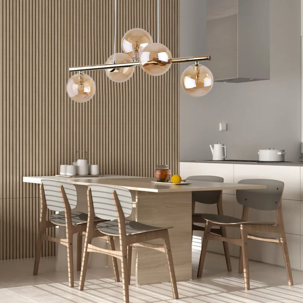 Lampa Wisząca ESTERA Złoty Szklane Klosze 5xG9 * TK Lighting Sale