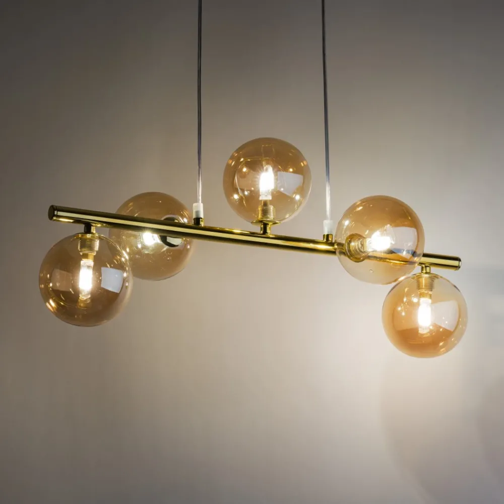 Lampa Wisząca ESTERA Złoty Szklane Klosze 5xG9 * TK Lighting Sale