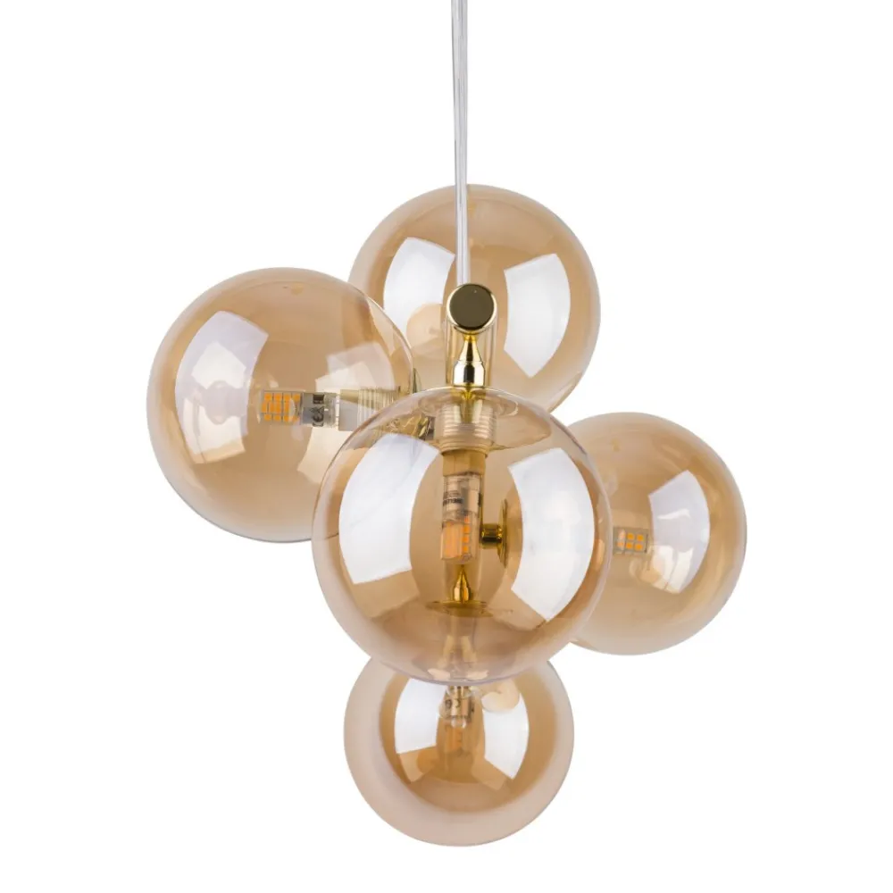 Lampa Wisząca ESTERA Złoty Szklane Klosze 5xG9 * TK Lighting Sale