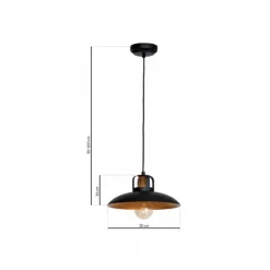 Lampa Wisząca FELIX II Czarny Złoty Metalowy Klosz 1xE27 30cm * Eko-light Clearance