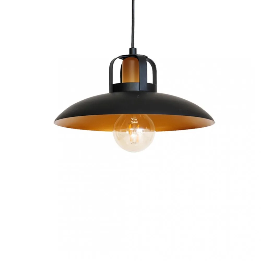 Lampa Wisząca FELIX II Czarny Złoty Metalowy Klosz 1xE27 30cm * Eko-light Clearance