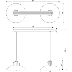 Lampa Wisząca FELIX Niebieski Złoty Metalowe Klosze 2xE27 * Eko-light New