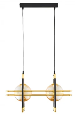 Lampa Wisząca FIORI Czarny Złoty Szklane Klosze 2xG9 * Jupiter