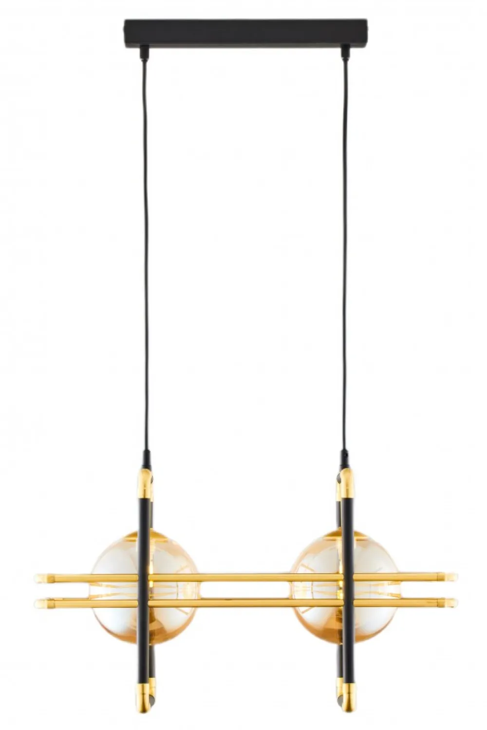 Lampa Wisząca FIORI Czarny Złoty Szklane Klosze 2xG9 * Jupiter