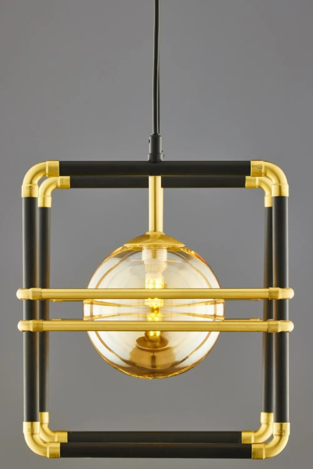 Lampa Wisząca FIORI Czarny Złoty Szklane Klosze 2xG9 * Jupiter