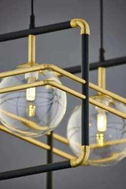 Lampa Wisząca FIORI I Czarny Złoty Szklane Klosze 2xG9 * Jupiter Best