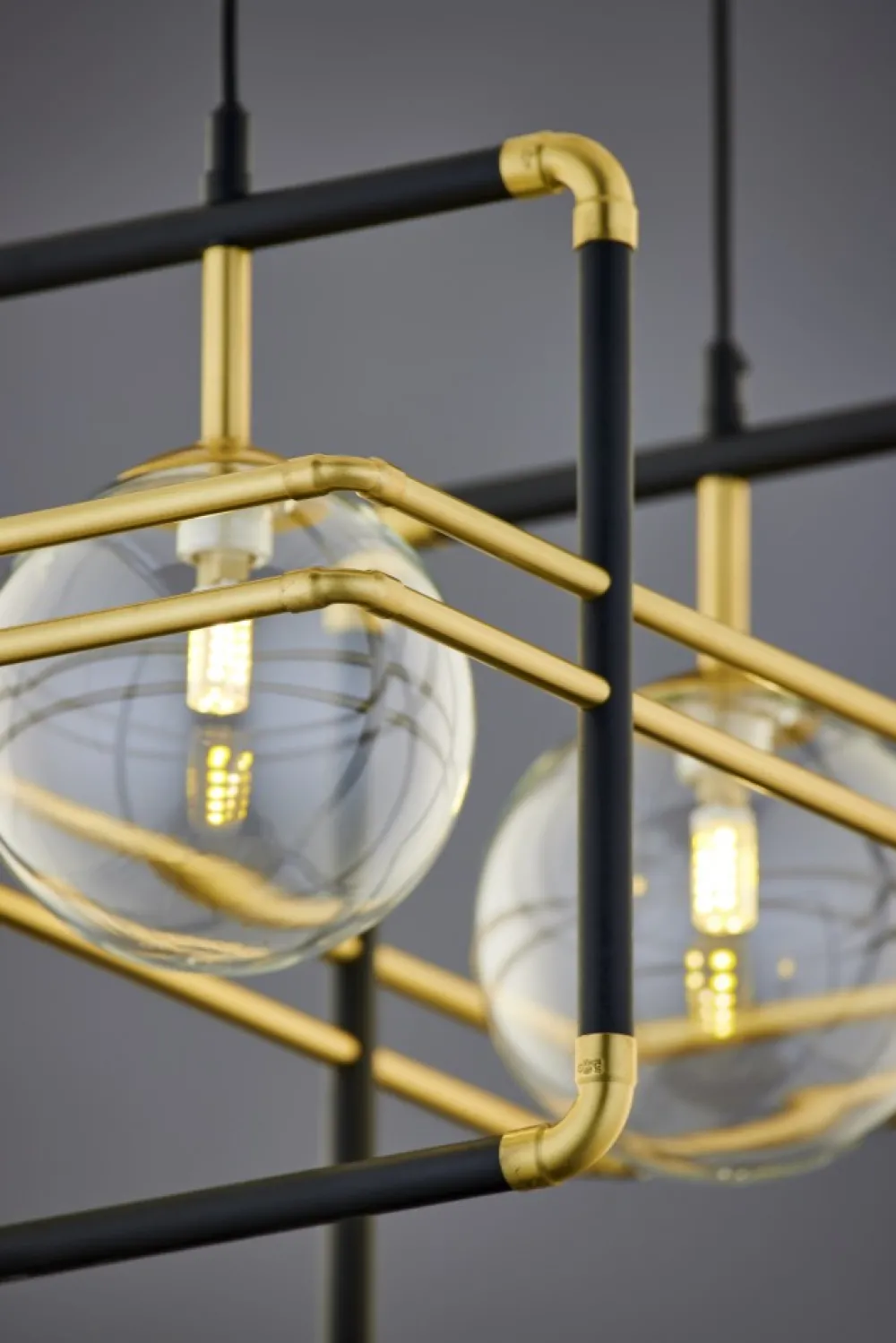 Lampa Wisząca FIORI I Czarny Złoty Szklane Klosze 2xG9 * Jupiter Best