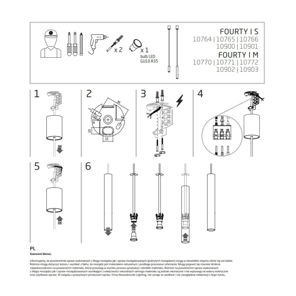 Lampa Wisząca FOURTY M Biały 1xGU10 R35 * Nowodvorski Online
