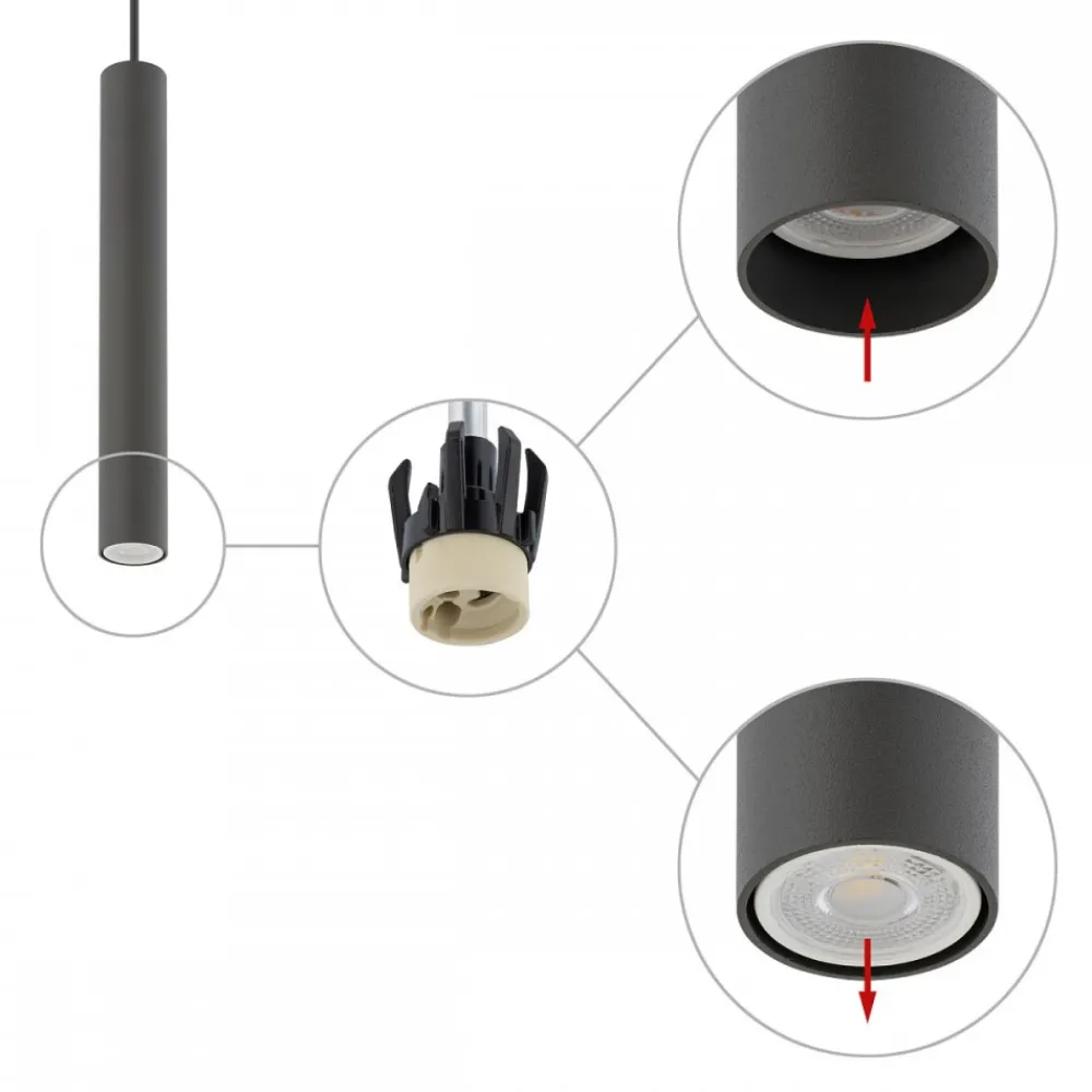Lampa Wisząca FOURTY M Ciemny Szary 1xGU10 R35 * Nowodvorski Best