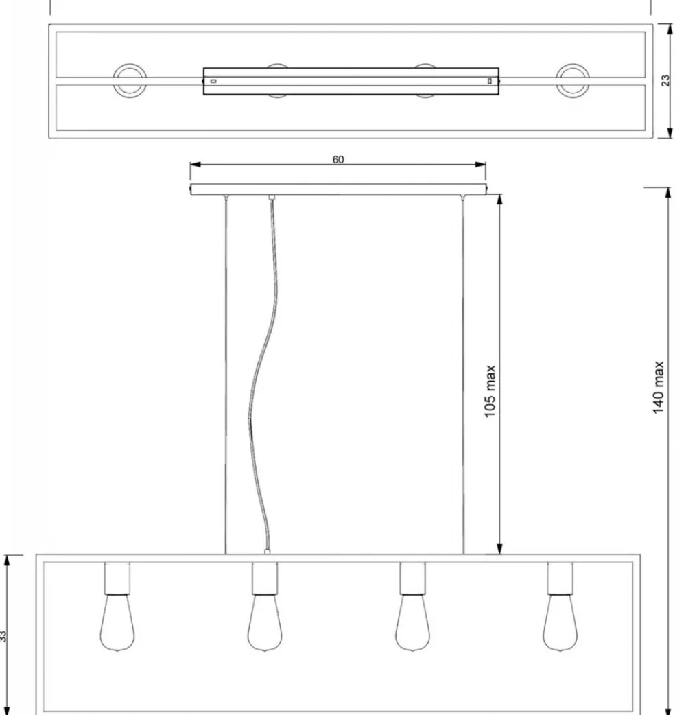 Lampa Wisząca FRAME Beżowy 4xE27 * Luminex Online