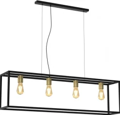Lampa Wisząca FRAME Czarny Złoty 4xE27