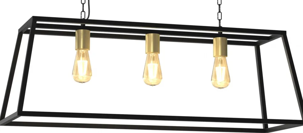 Lampa Wisząca FRAME Czarny Złoty 3xE27 * Luminex Outlet