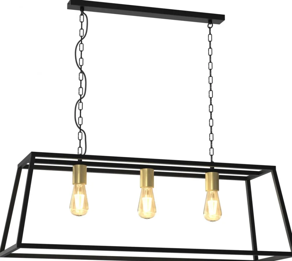 Lampa Wisząca FRAME Czarny Złoty 3xE27 * Luminex Outlet