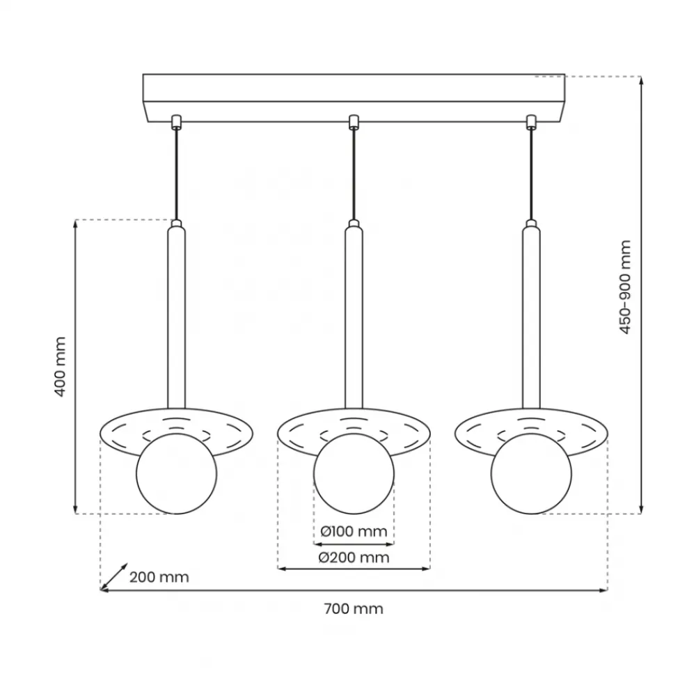 Lampa Wisząca FUTURA Czarny Biały Szklane Klosze 3xG9 * Eko-light Online