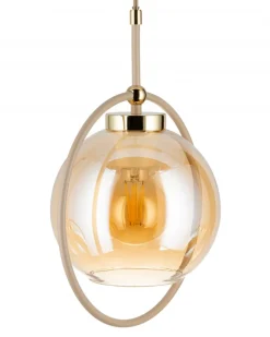 Lampa Wisząca Galaxy Beżowa Szkło 3xE27 85 cm * HowHomely Discount