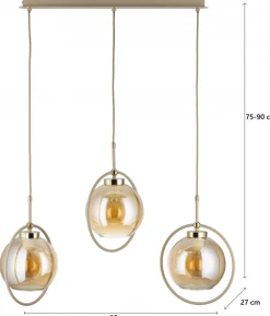 Lampa Wisząca Galaxy Beżowa Szkło 3xE27 85 cm * HowHomely Discount