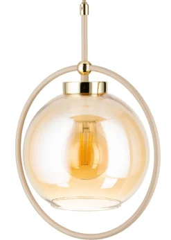 Lampa Wisząca Galaxy Beżowa Szkło 3xE27 85 cm * HowHomely Discount