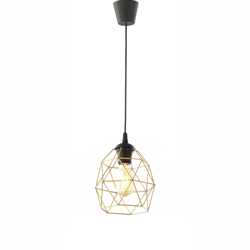 Lampa Wisząca GALAXY Złoty Czarny Metalowy Klosz 1xE27 20cm * TK Lighting Best