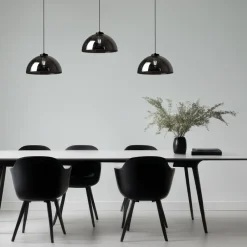Lampa wisząca GAMMA Czarna Szklana 1xE27 30cm * Eko-light