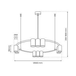 Lampa Wisząca GENESIS Koło Biały 10xGU10 60cm * Eko-light Hot