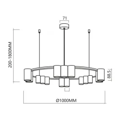 Lampa Wisząca GENESIS Koło Złoty 15xGU10 100cm * Eko-light Sale