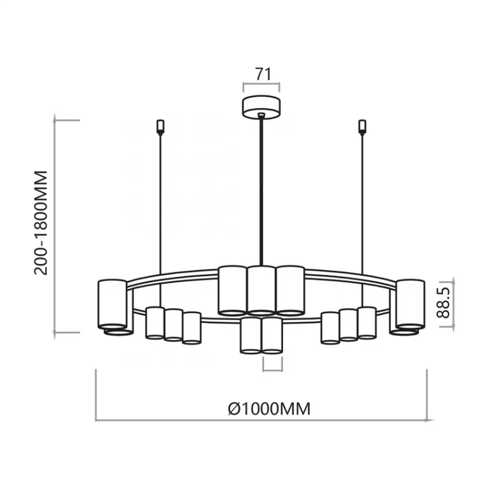 Lampa Wisząca GENESIS Koło Złoty 15xGU10 100cm * Eko-light Sale
