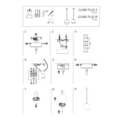 Lampa Wisząca GLOBE PLUS Czarny Srebrny Szklany Klosz 1xE27 25 cm * Nowodvorski Best