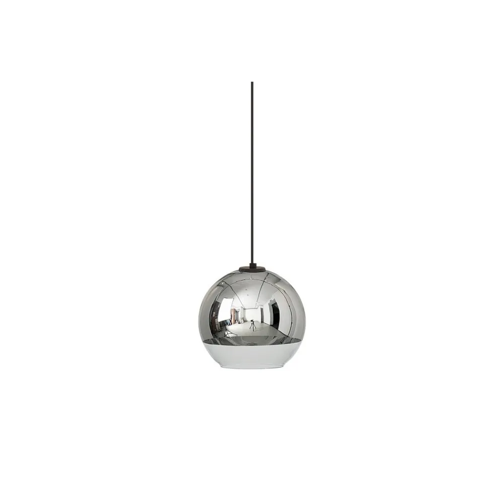 Lampa Wisząca GLOBE PLUS Czarny Srebrny Szklany Klosz 1xE27 25 cm * Nowodvorski Best