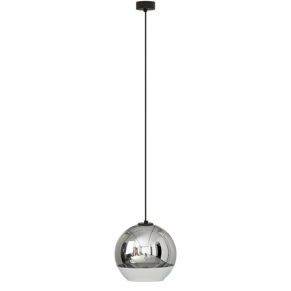 Lampa Wisząca GLOBE PLUS Czarny Srebrny Szklany Klosz 1xE27 25 cm * Nowodvorski Best