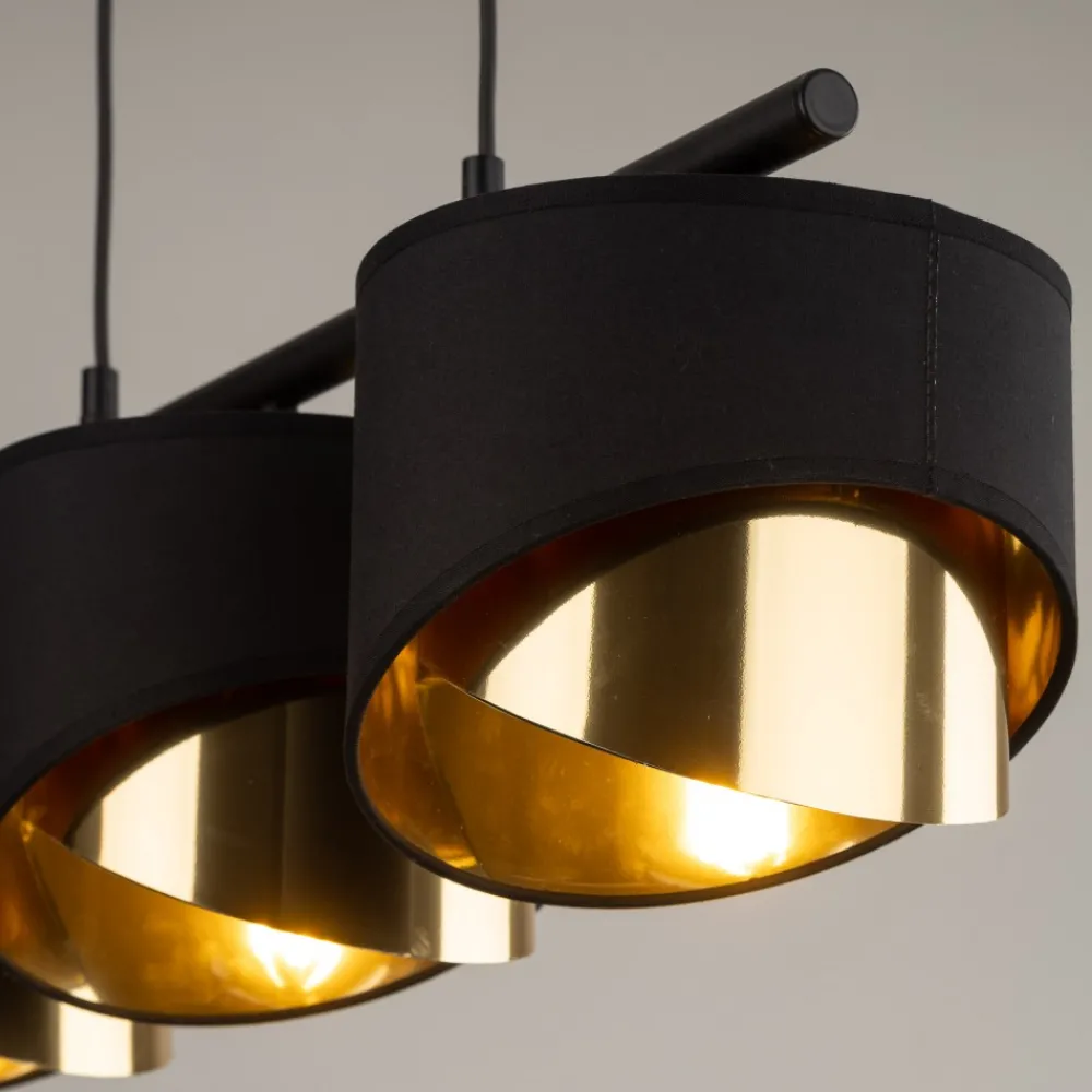 Lampa Wisząca GRANT Czarny Złoty Abażury Listwa 3xE27 * TK Lighting Clearance