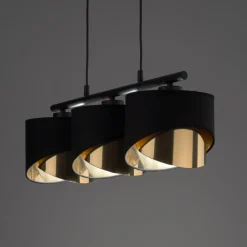 Lampa Wisząca GRANT Czarny Złoty Abażury Listwa 3xE27 * TK Lighting Clearance