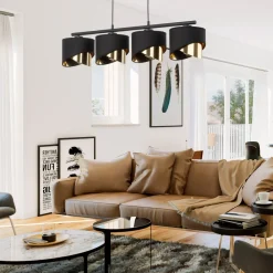 Lampa Wisząca GRANT Czarny Złoty Abażury 4xE27 * TK Lighting Online