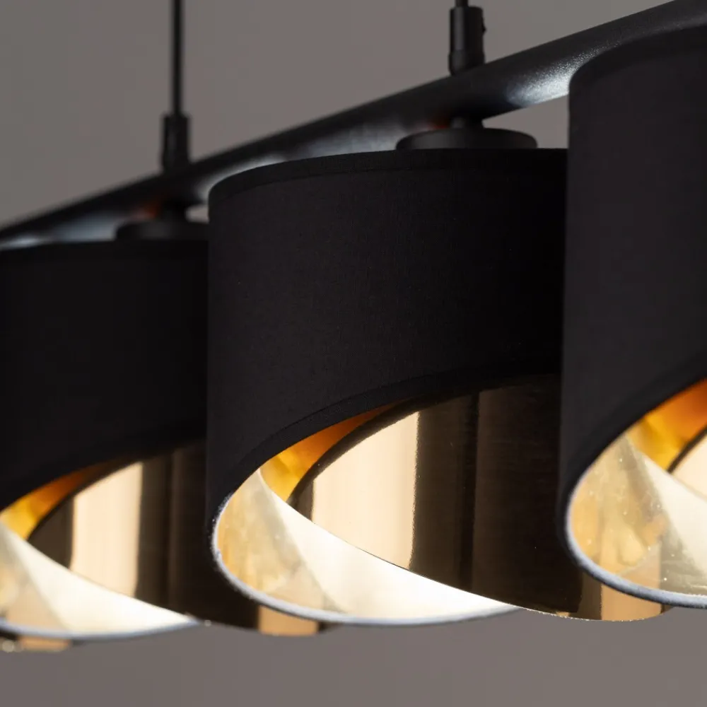 Lampa Wisząca GRANT Czarny Złoty Abażury 4xE27 * TK Lighting Online