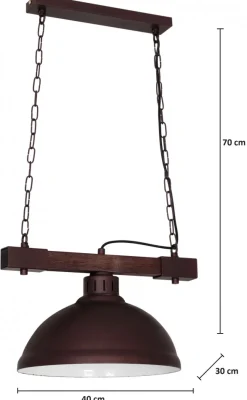 Lampa Wisząca HAKON Brązowy Biały Metalowy Klosz 1xE27 * Luminex Online