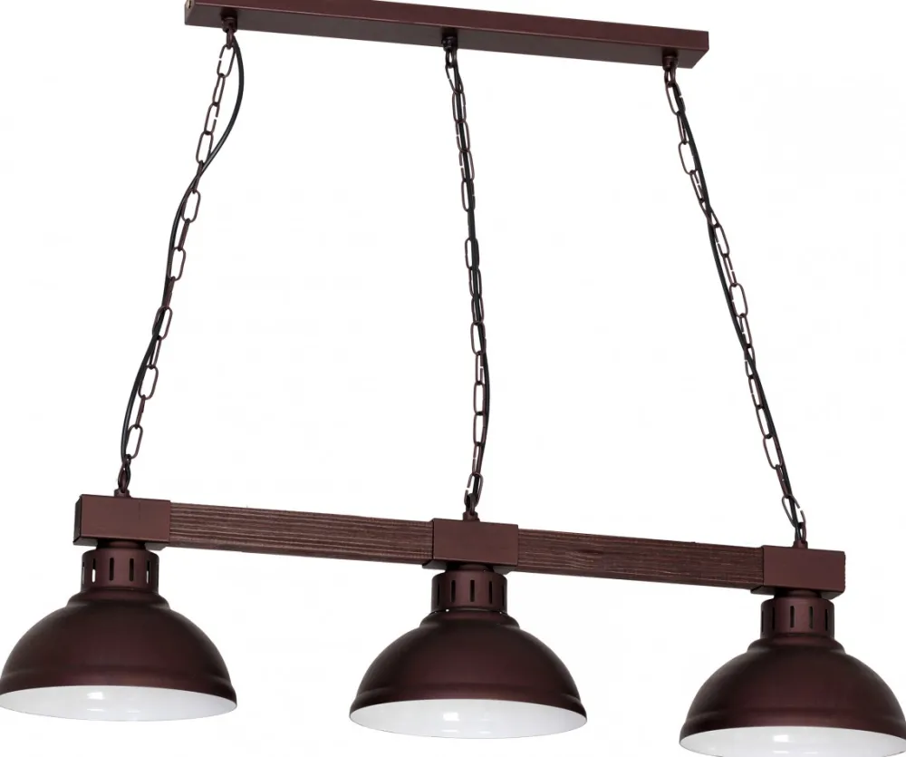 Lampa Wisząca HAKON Ciemny Brąz Metalowy Klosz 3xE27 * Luminex Best