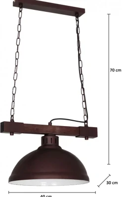 Lampa Wisząca HAKON Ciemny Brąz Metalowy Klosz 1xE27 W